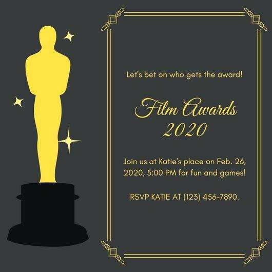 94 Customize Oscar Party Invitation Template Photo With Oscar Party