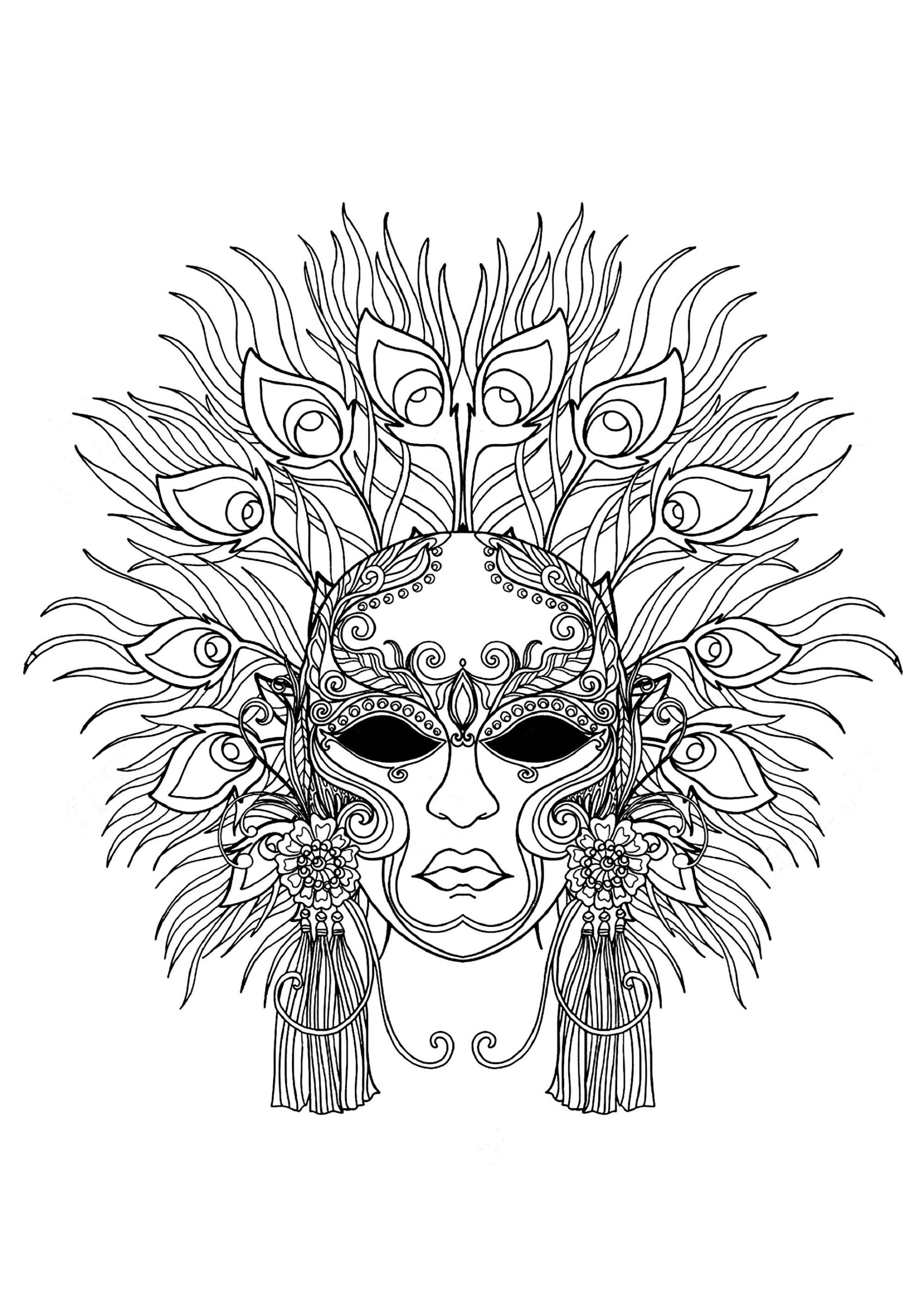 A Mask Of The Carnival Of Venice To Color Carnival Kids Coloring Pages