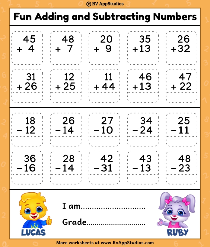 kindergarten addition subtraction worksheets