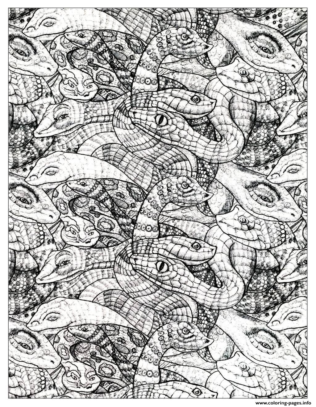 Adult Snakes 2 Coloring Page Printable