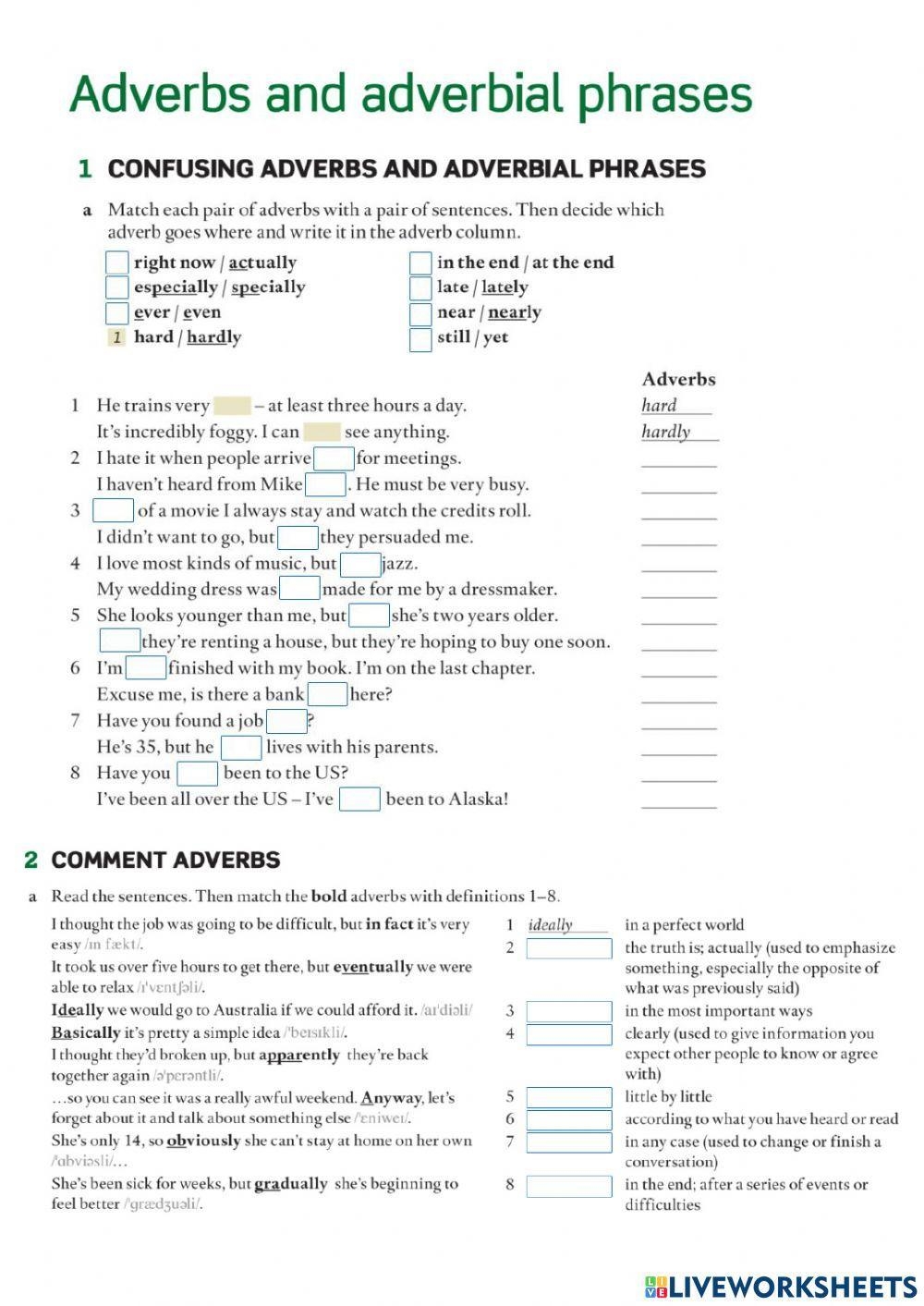 phrases and clauses worksheet
