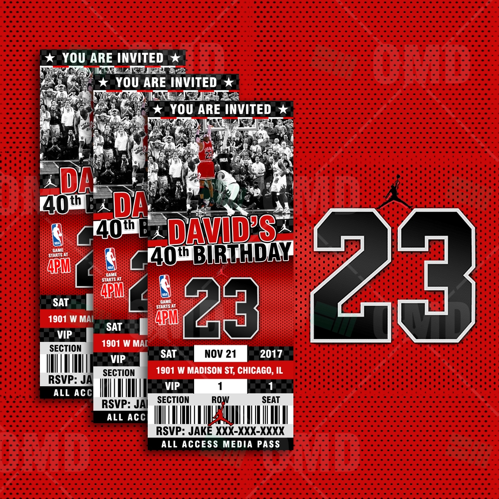 Air Jordan Ticket Style Sports Party Invites Sports Invites