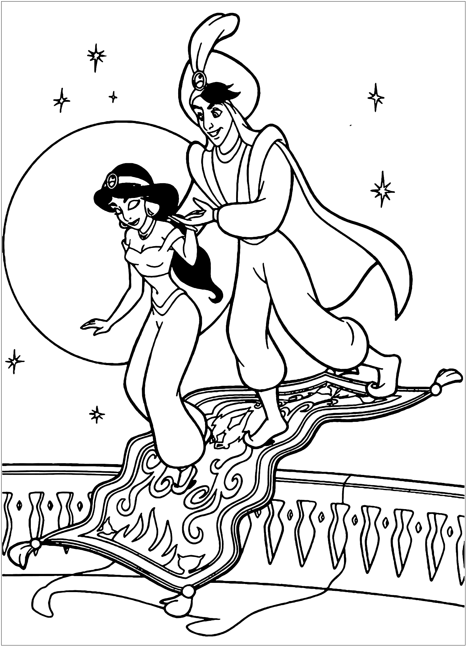 Aladdin And Jasmine Disney Characters Aladdin Coloring Pages