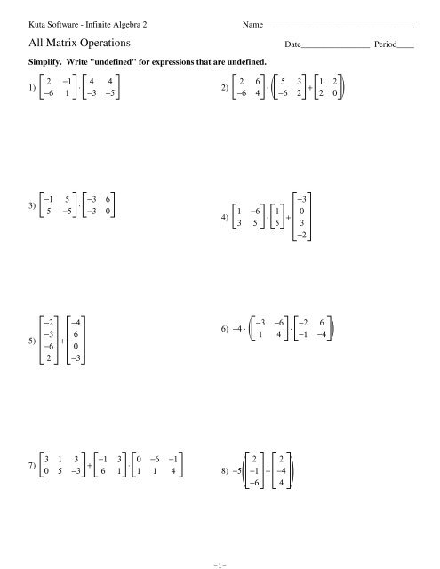 multiplying matrices worksheet