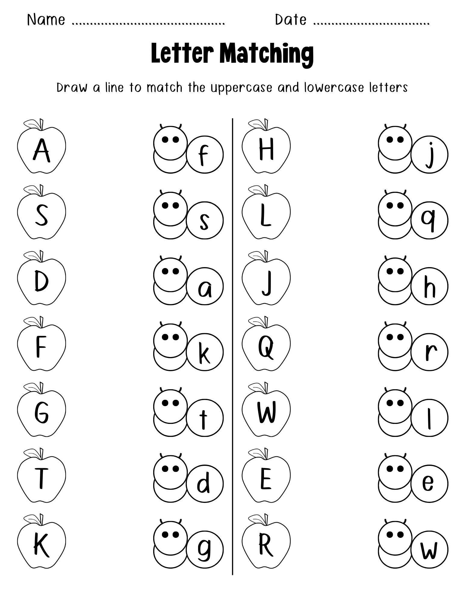 Alphabet Matching Color Uppercase And Lowercase Letter Matching 