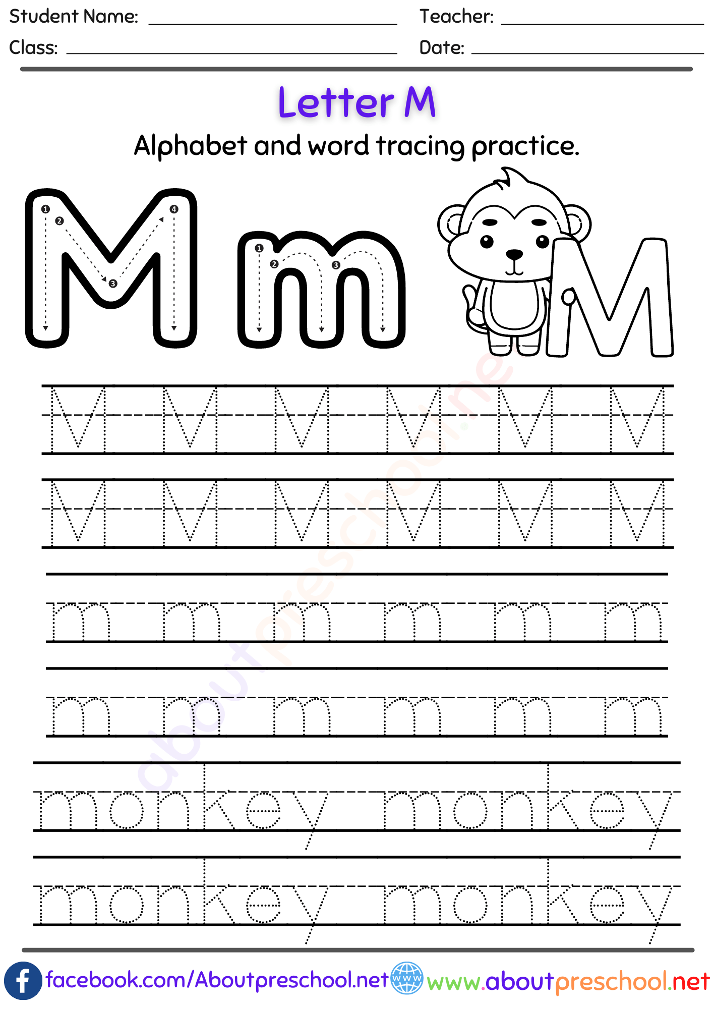 Alphabet Tracing Worksheet M KidsPressMagazine Worksheets Library