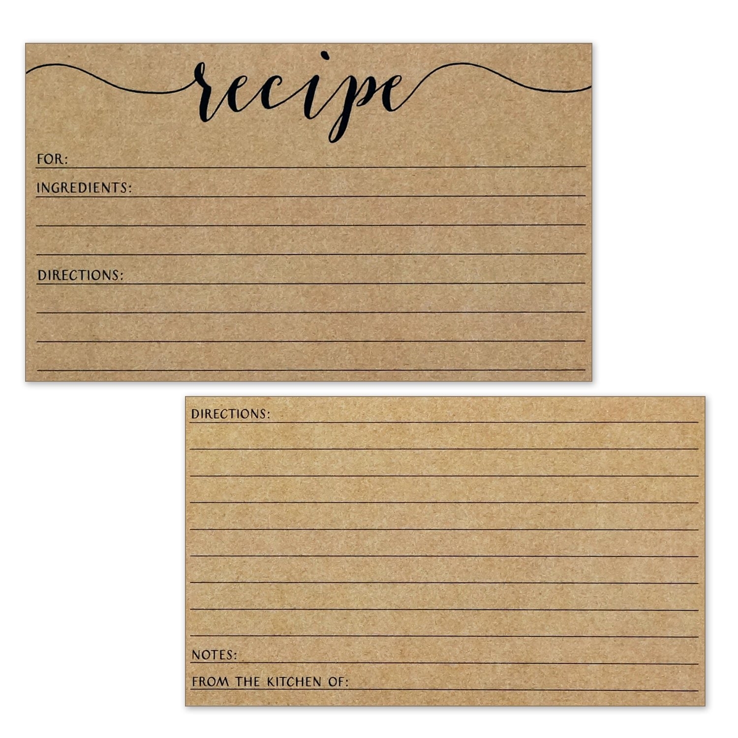 Amazon Recipe Cards Size 3x5 Small Kraft Brown Lined 