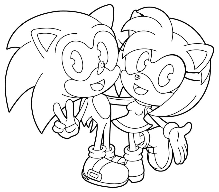 Amy And Sonic Coloring Pages