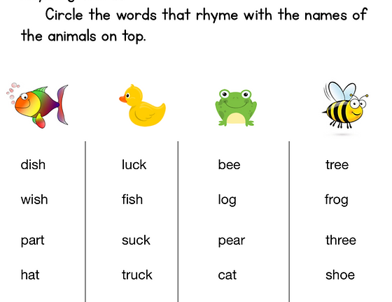 rhyming worksheet