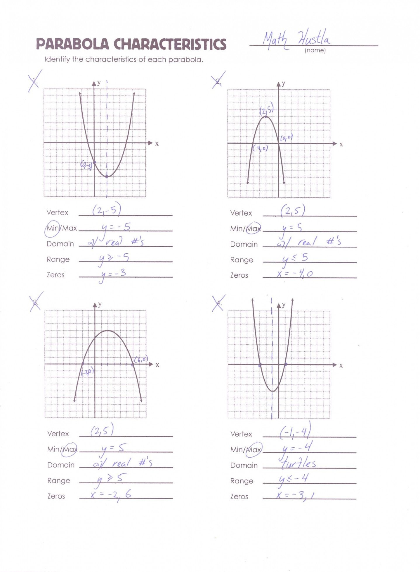Analyzing Quadratic Functions Worksheet Answers Quadraticworksheet