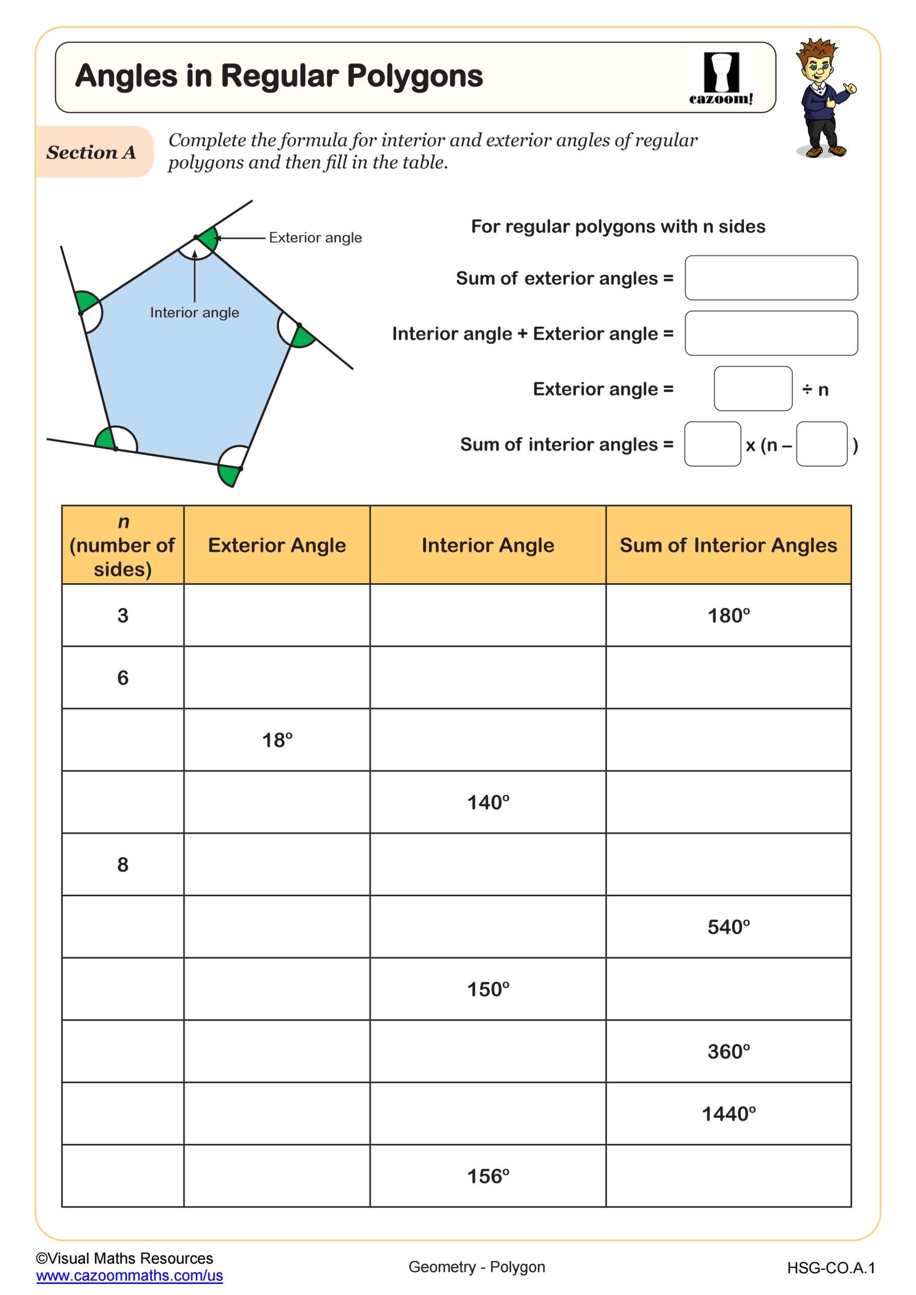 Angles In Regular Polygons Worksheet Fun And Engaging Geometry
