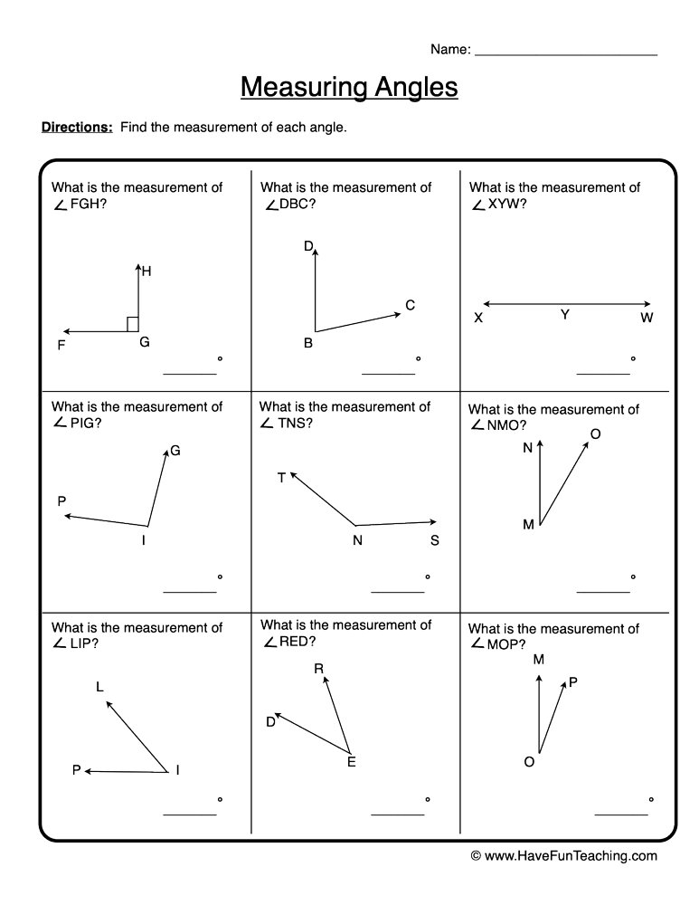 Angles Their Measure Worksheet Angleworksheets