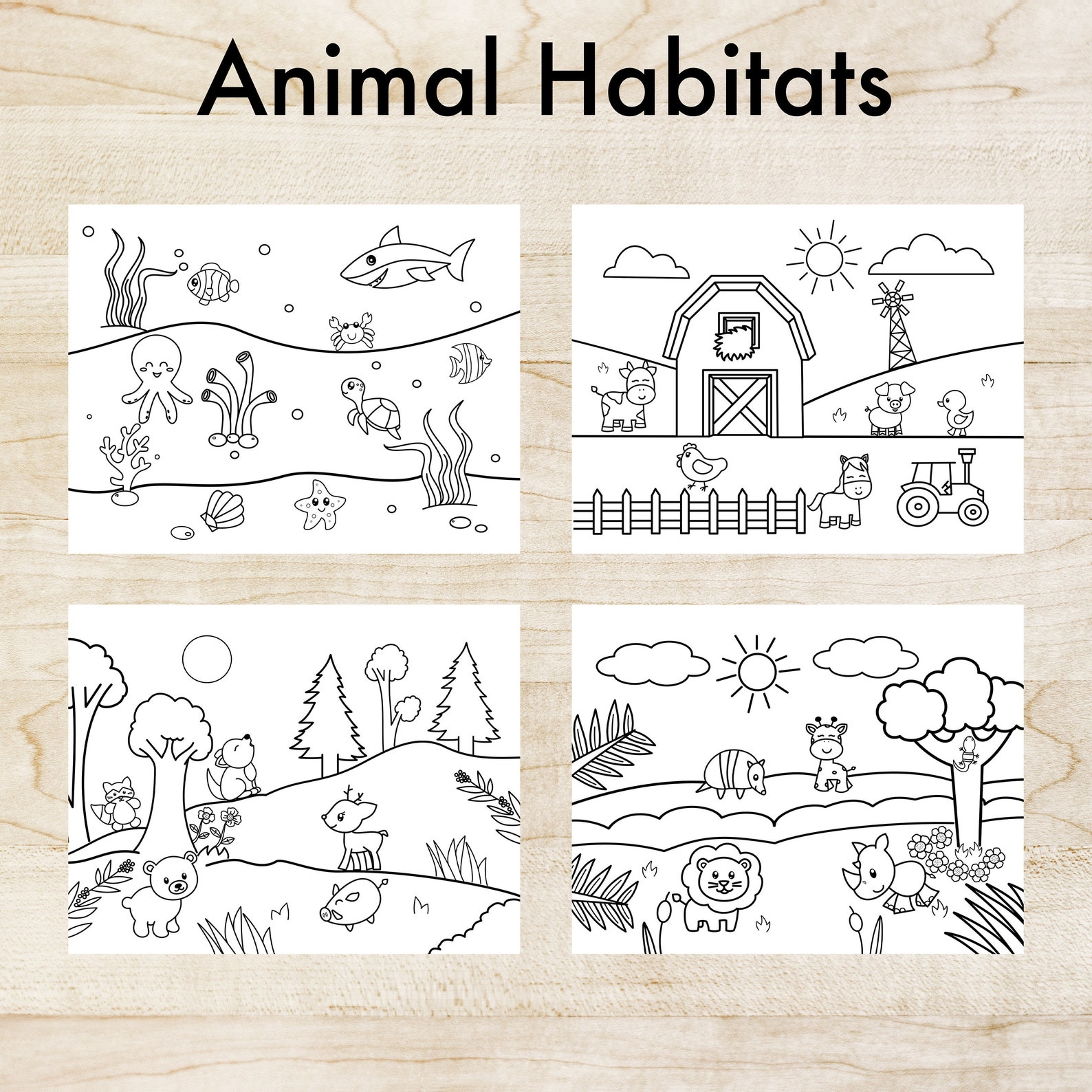 printable pictures of animals and their habitats pdf