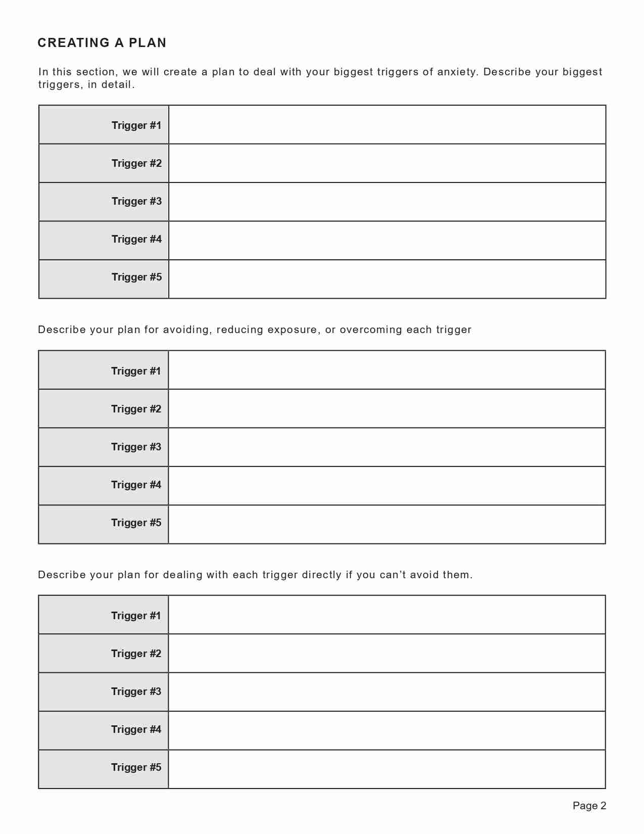 Anxiety Triggers Worksheet Editable Fillable Printable PDF