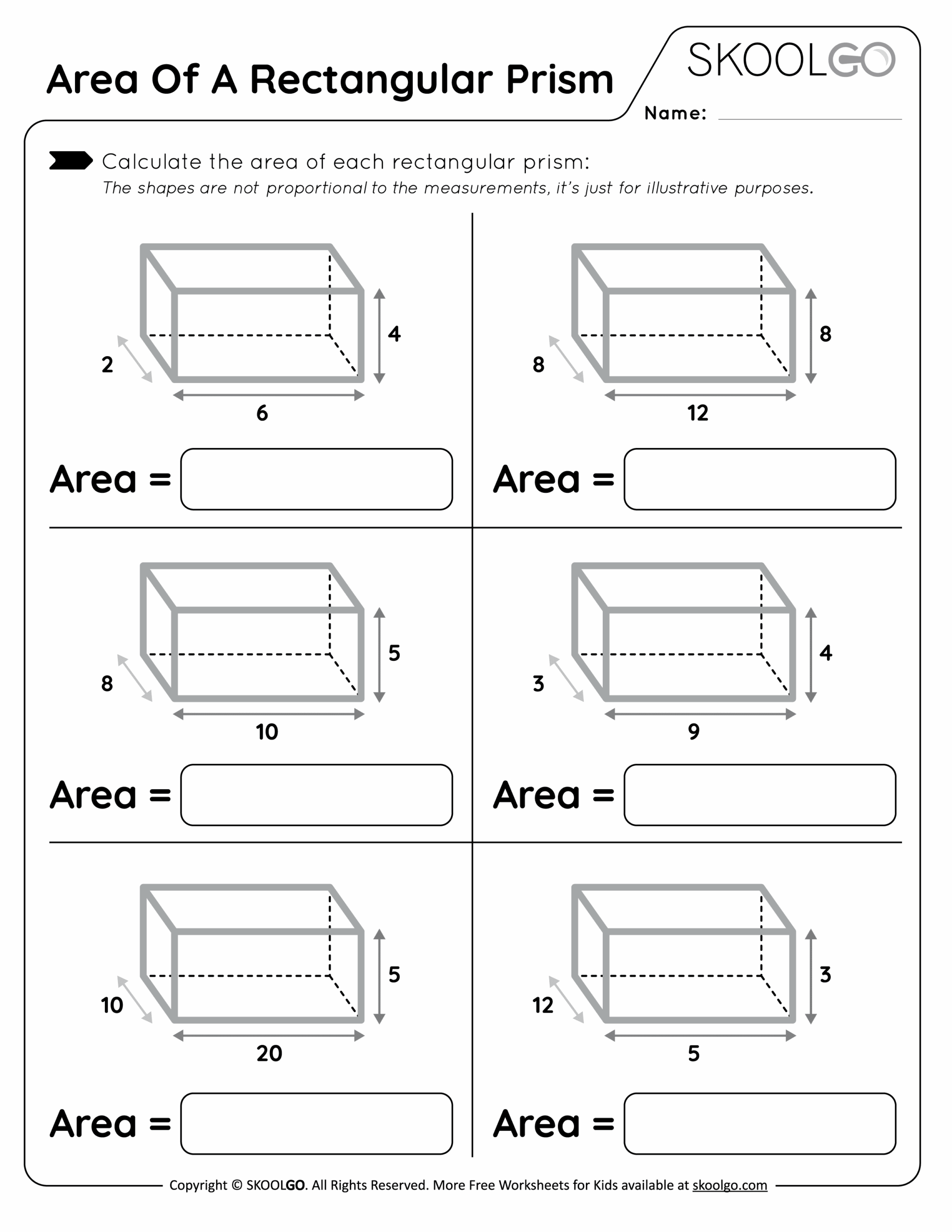 Area Of A Rectangular Prism Free Worksheet SKOOLGO Worksheets Library