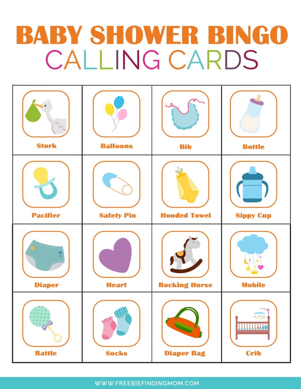 Baby Shower Bingo Cards Printable PDF 