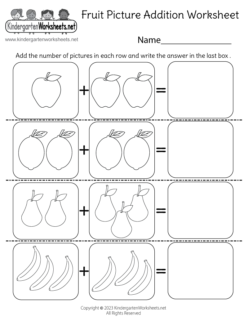 math addition worksheets kindergarten