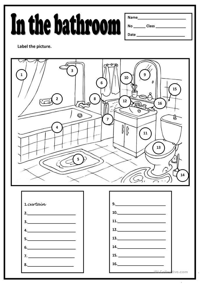 Bathroom Vocabulary Worksheet