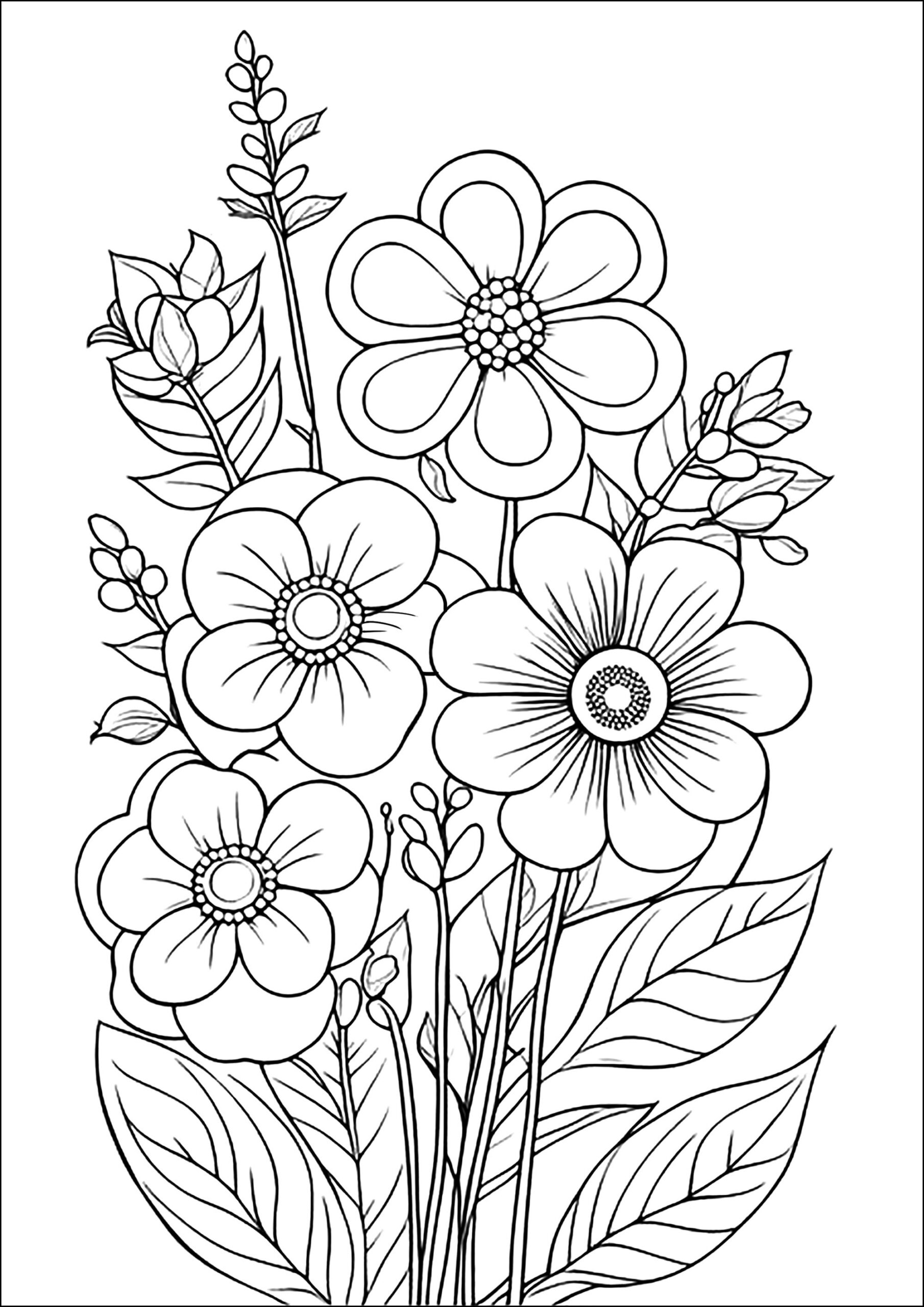 printable pictures to color of flowers