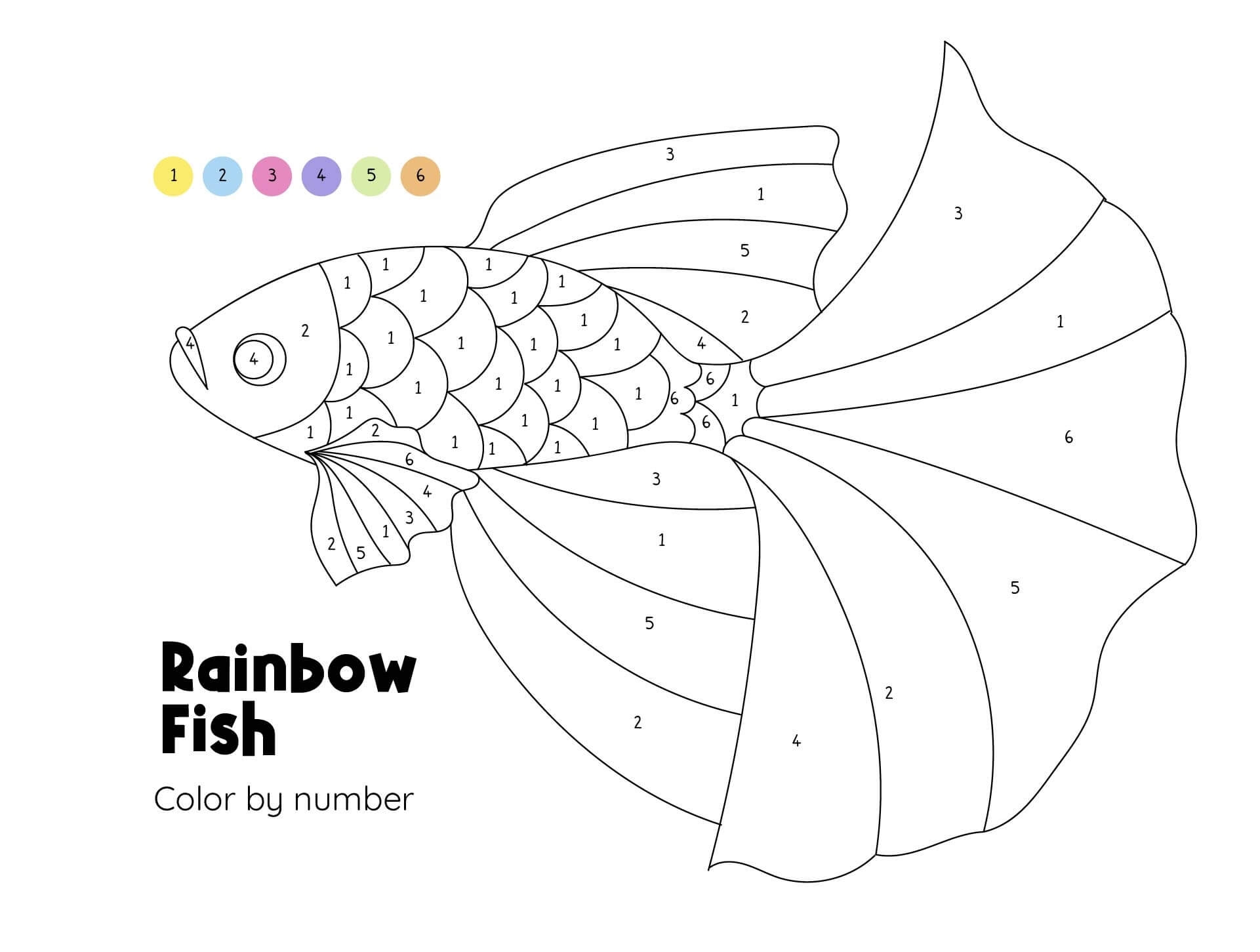Beautiful Rainbow Fish Color By Number Download Print Now