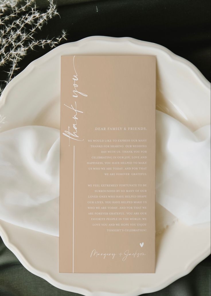 Beige Thank You Letter Place Setting Thank You Cards Thank You Cards 