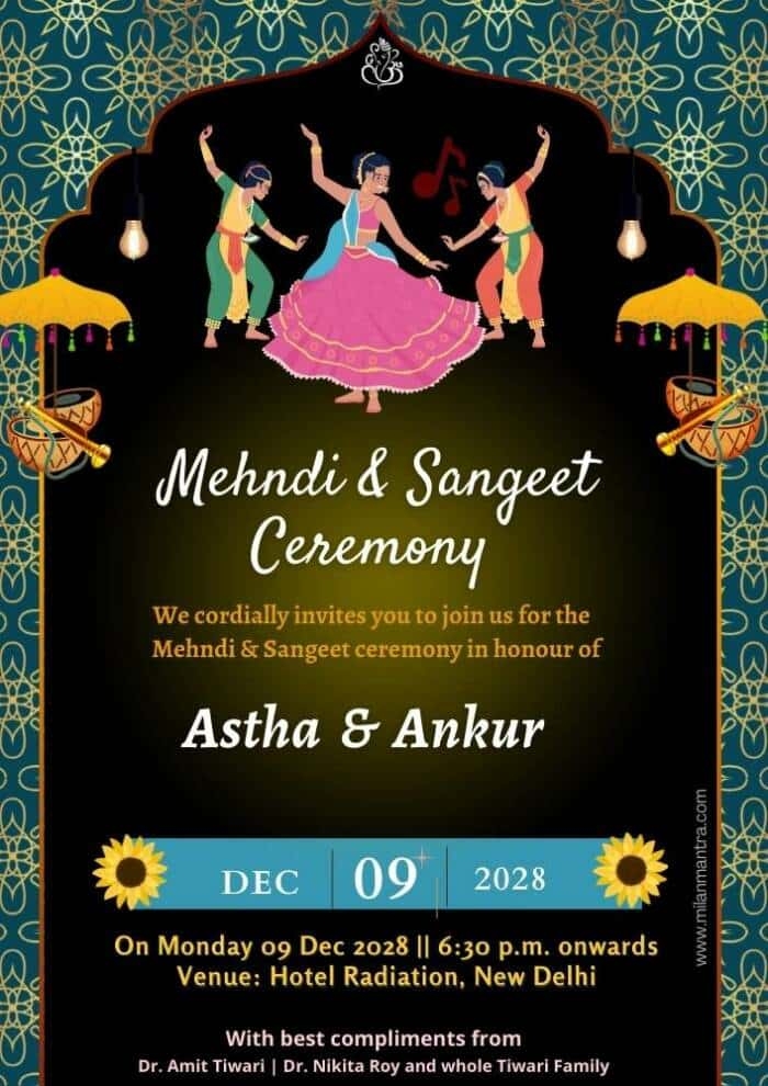 ladies sangeet invitation template