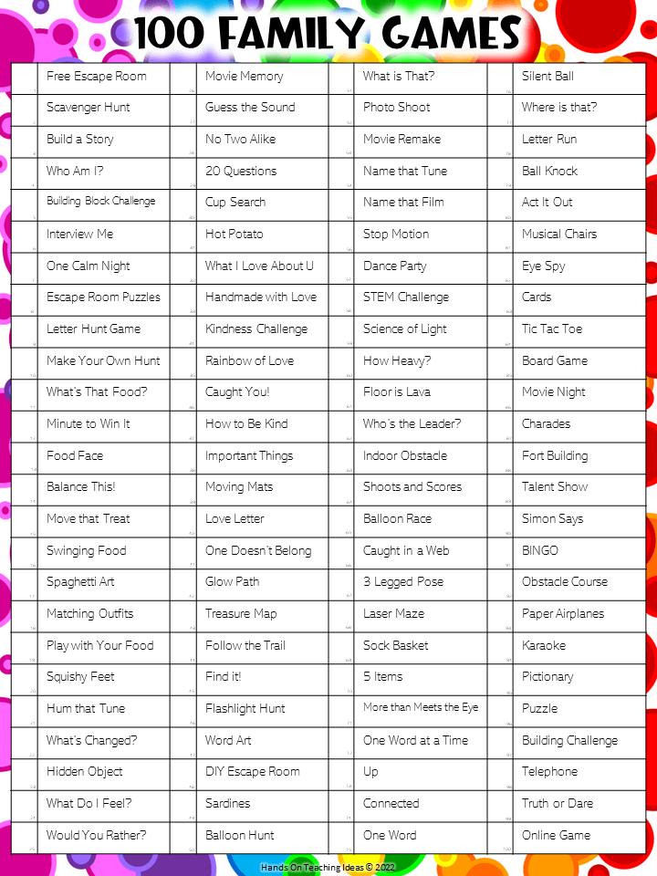 Best Family Games To Play At Home With Free Printables Worksheets Library