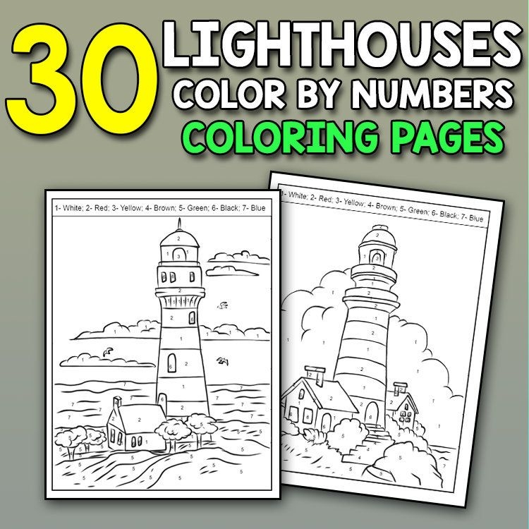 BEST VALUE Lighthouses Color By Number Coloring Book 30 Printable