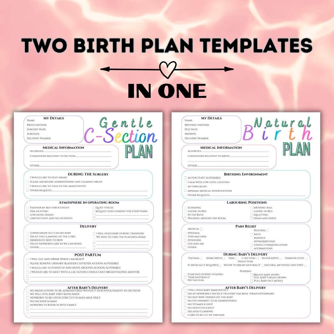 printable birth plan template free