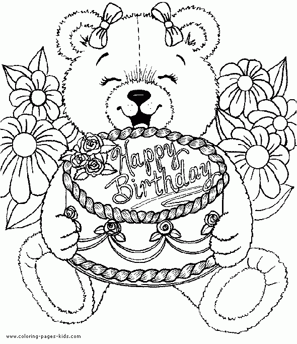 Birthday Color Page Coloring Pages For Kids Holiday Seasonal 