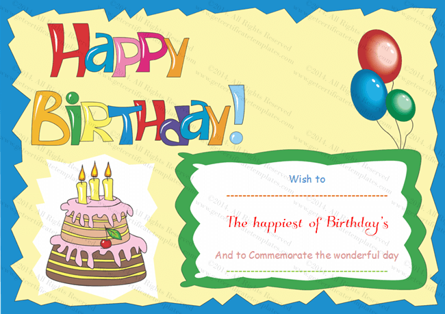 birthday certificate templates free printable