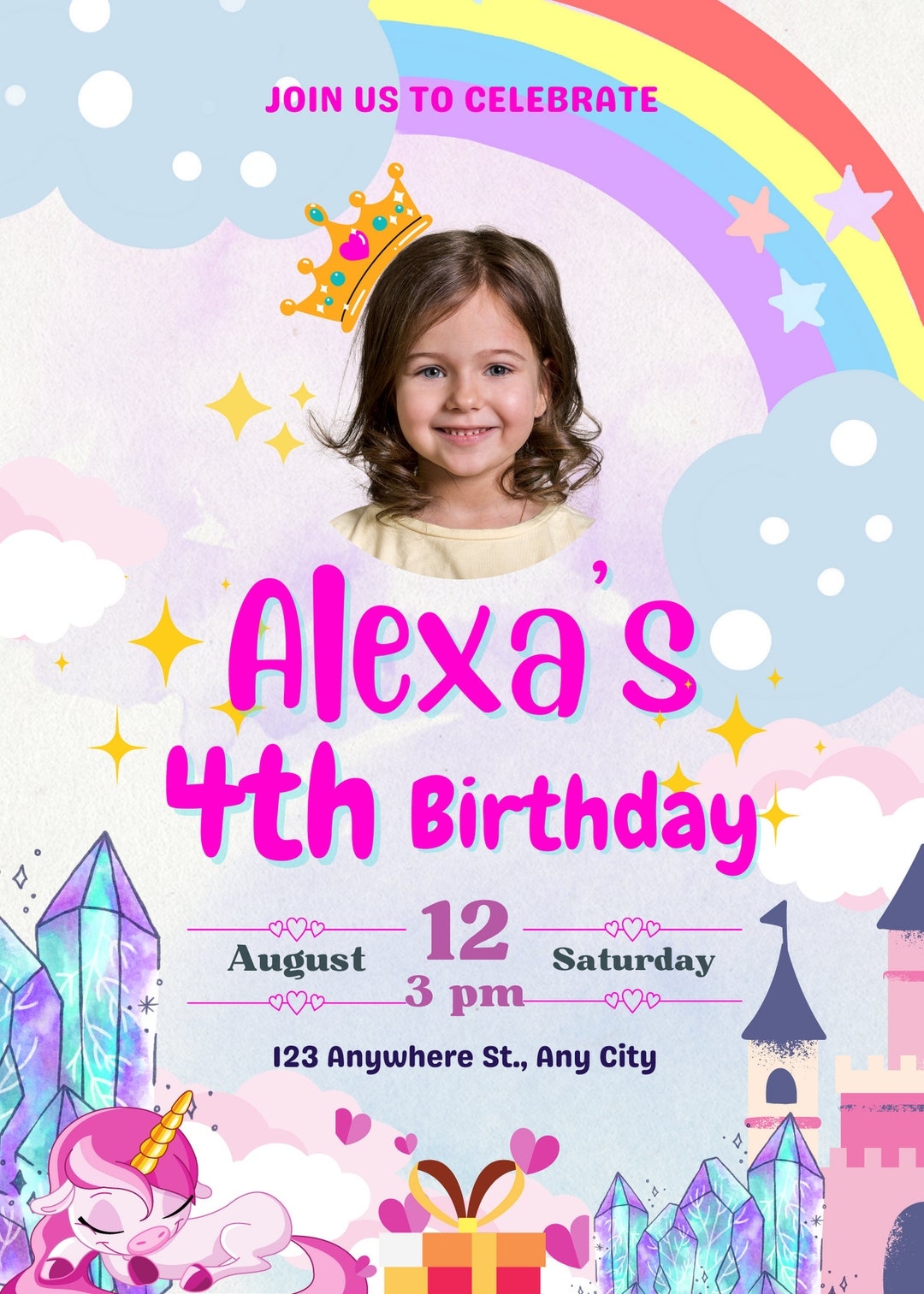 Birthday Invatation Kids Style Birthday Invite Editable In Canva Sweet 