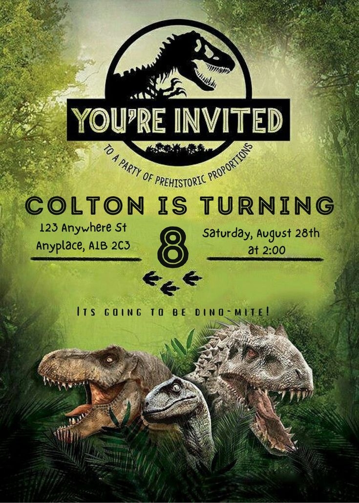Birthday Invitation Dinosaur Party Jurassic Party Kids Birthday 