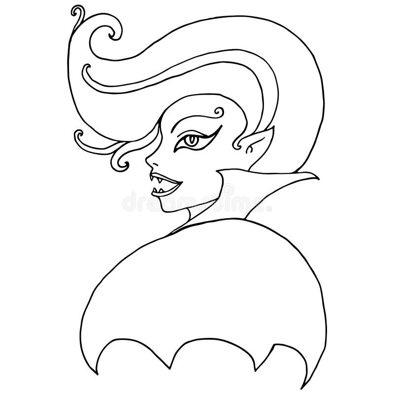 Black And White Face Girl Vampire Isolated Halloween Stock Vector 