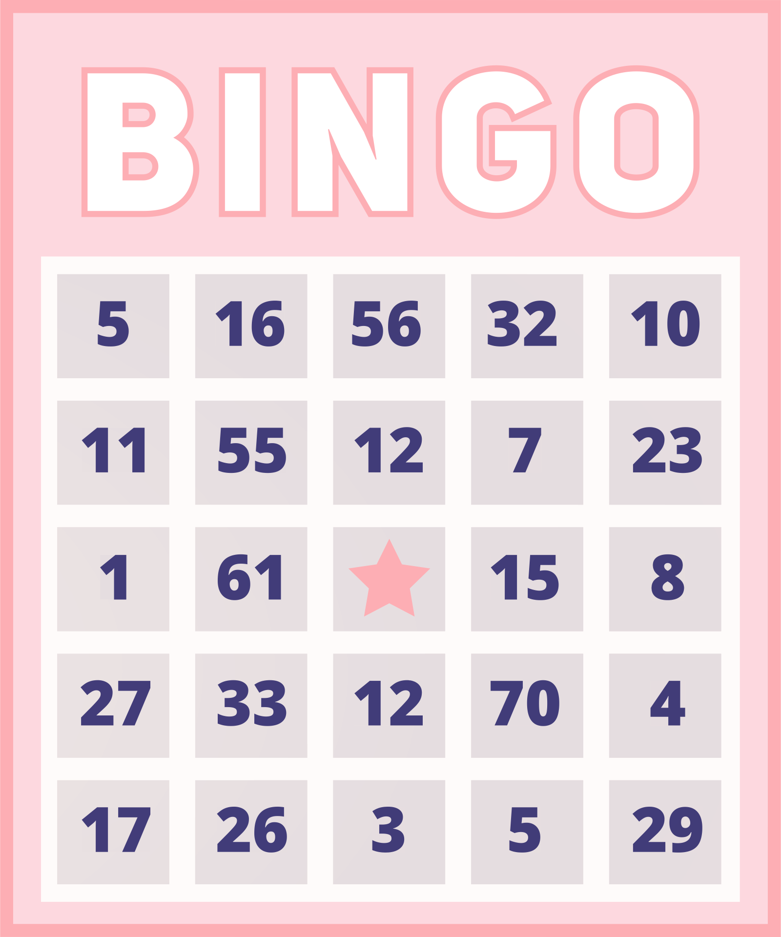 4x4 bingo cards printable