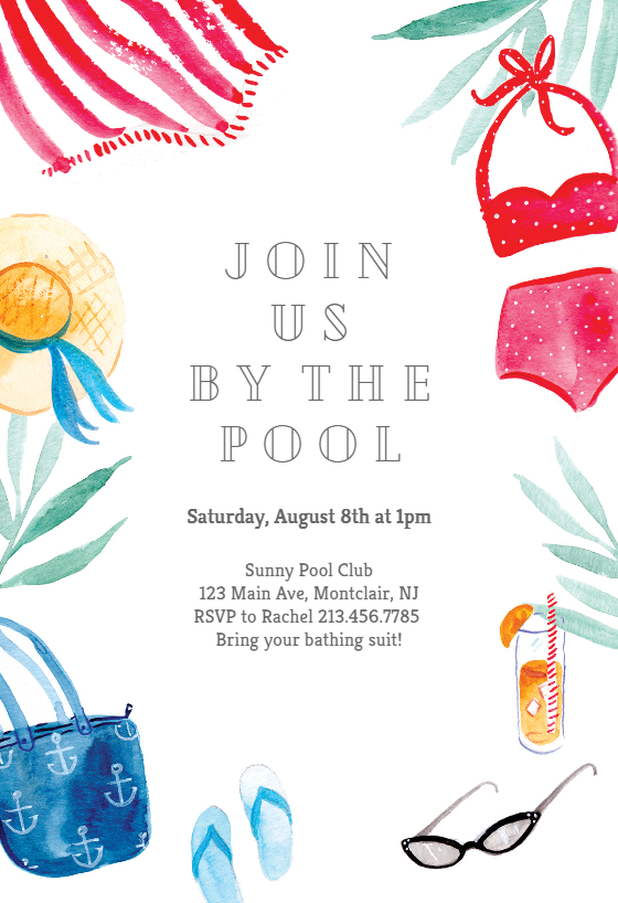 blank free printable pool party invitations templates