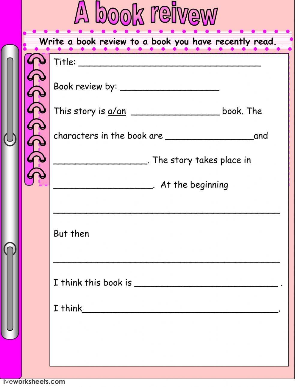 Book Review Worksheet K 3 Teacher Resources Worksheets Library