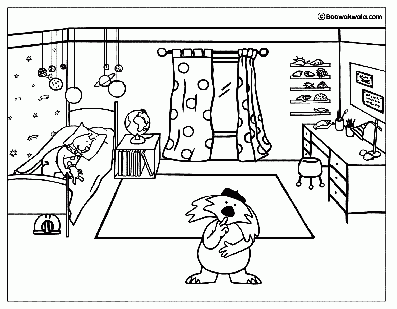 Boy 39 s Bedroom Coloring Page