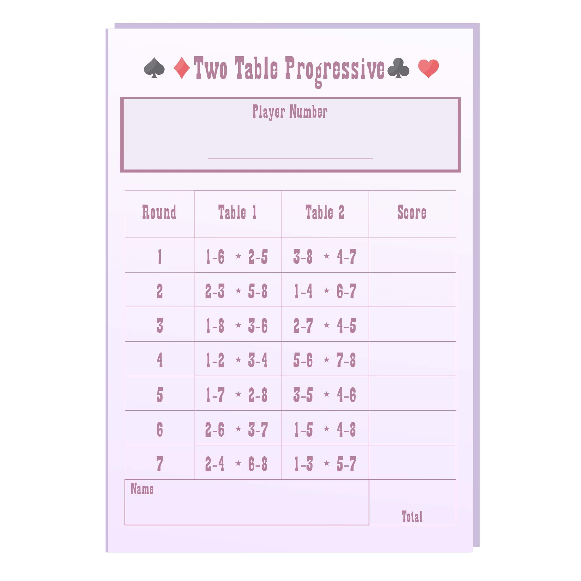 4 table euchre tally cards printable