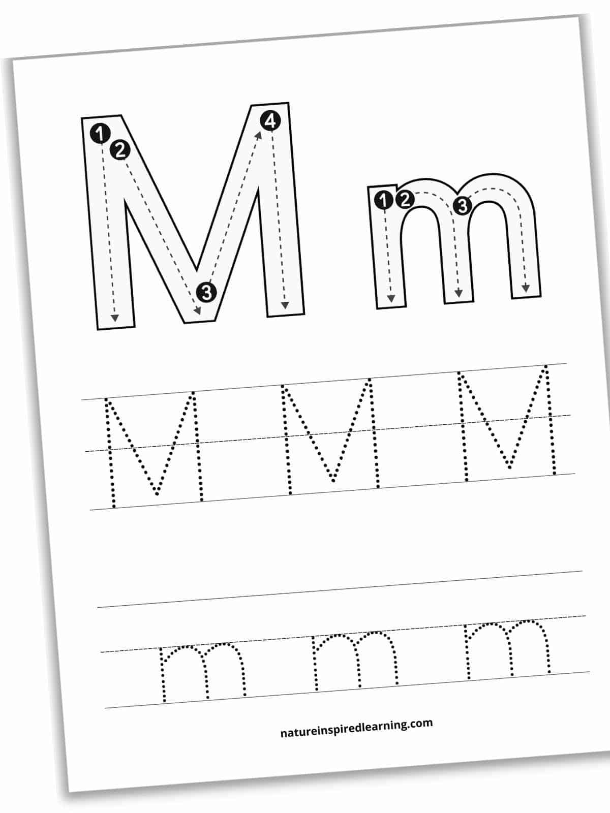 Capital Letter M Tracing Worksheet Trace Uppercase Letter M