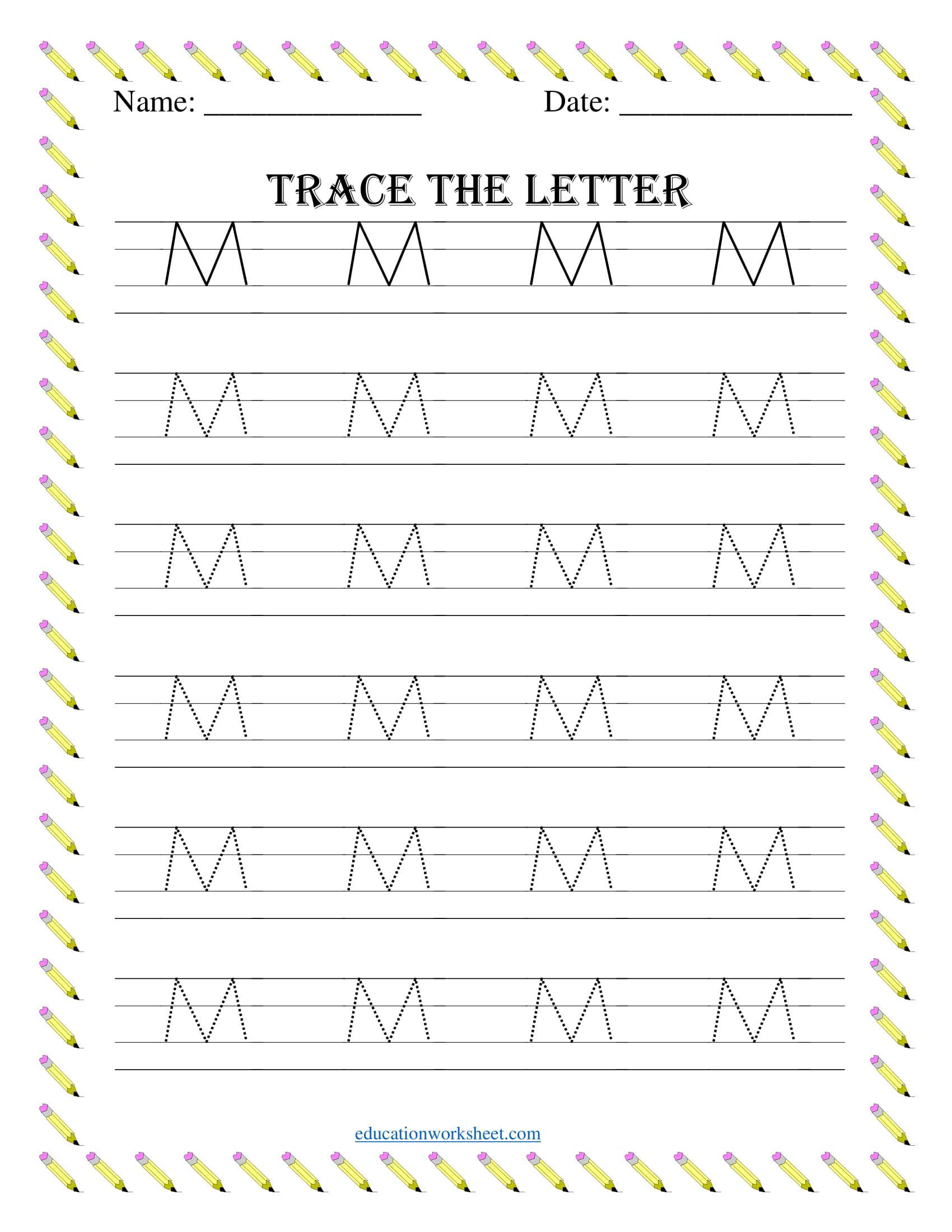 Capital Letter M Tracing Worksheets Letter Tracing Worksheets