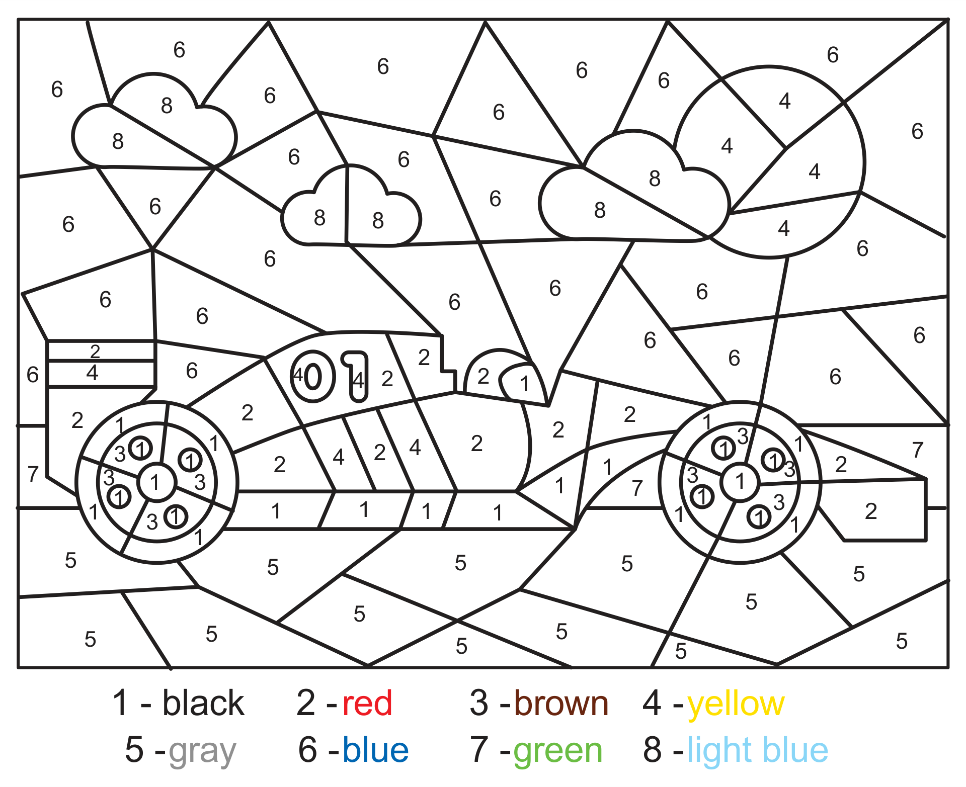 Car Color By Number 11 Free PDF Printables Printablee
