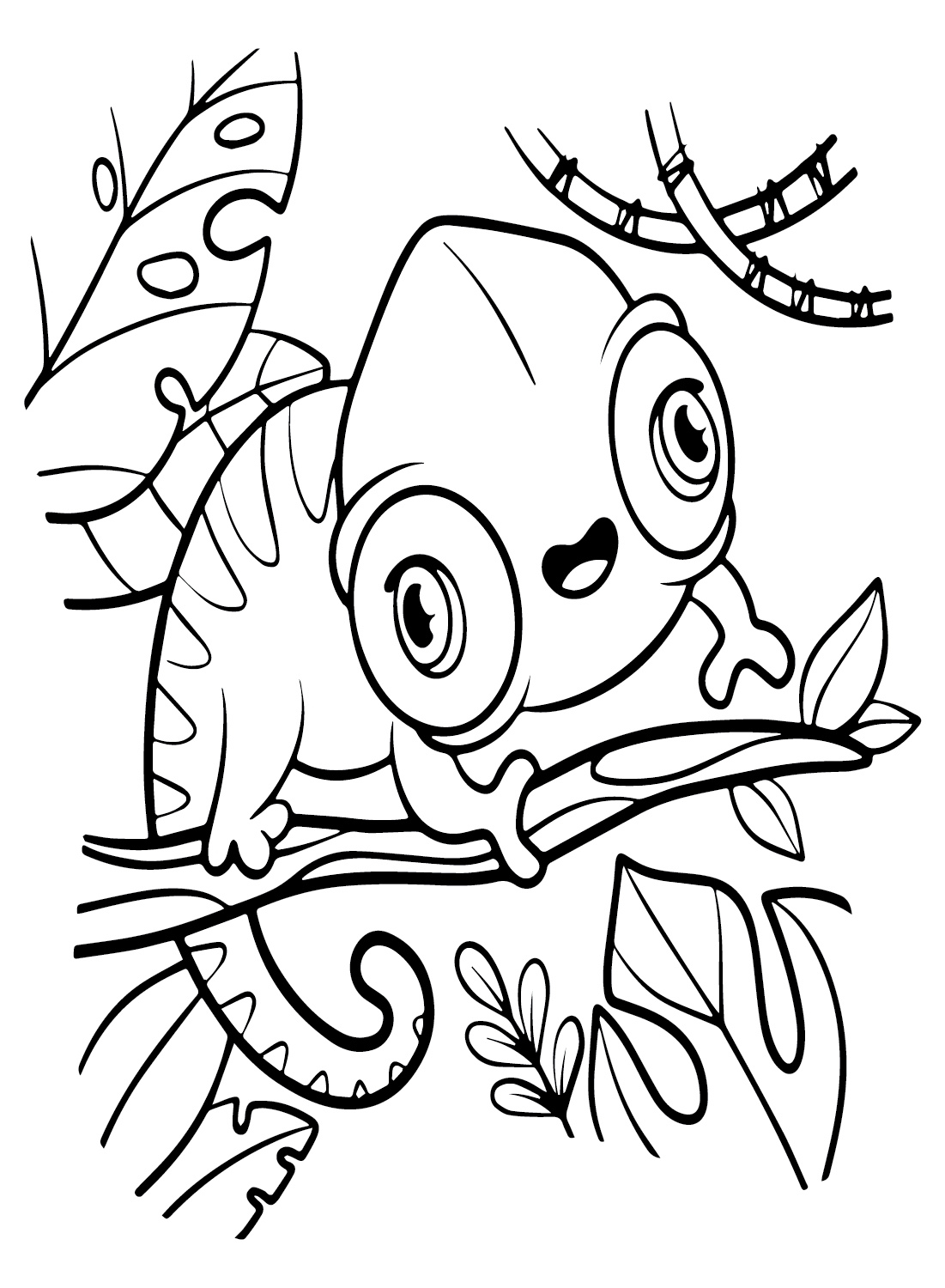Cartoon Chameleon To Color Free Printable Coloring Pages