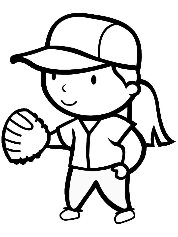 Cartoon Softball Player Coloring Page Free Printable Coloring Pages 