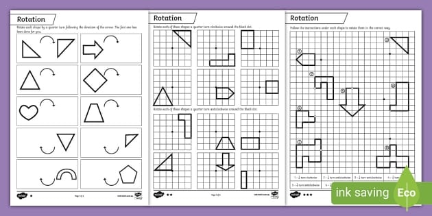 Centre Of Rotation Symmetry Worksheets Shape Translation 