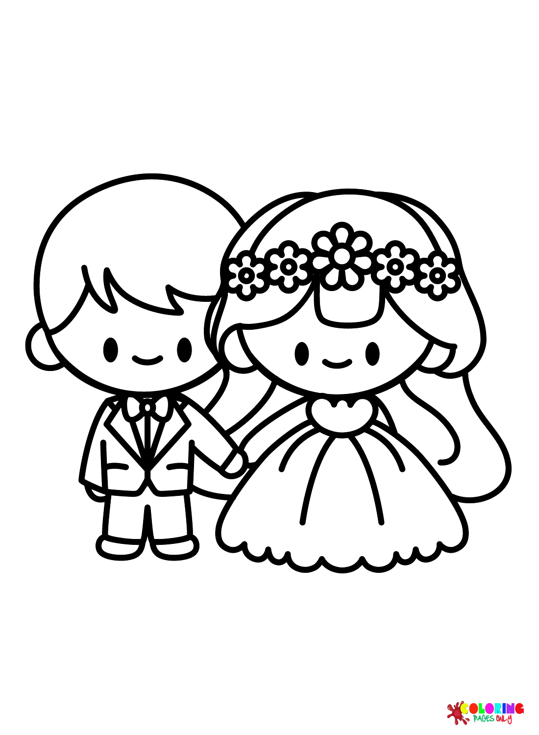 Chibi Bride And Groom Coloring Page Free Printable Coloring Pages