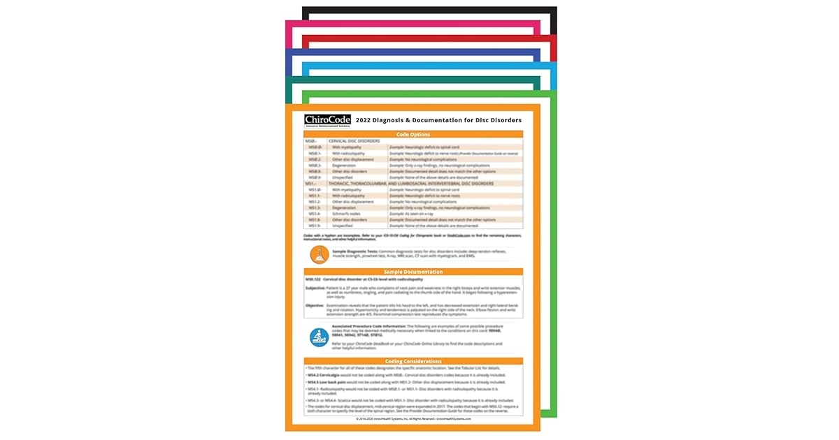 Chiropractic Diagnosis Documentation Cards For 2023 By InnoviHealth