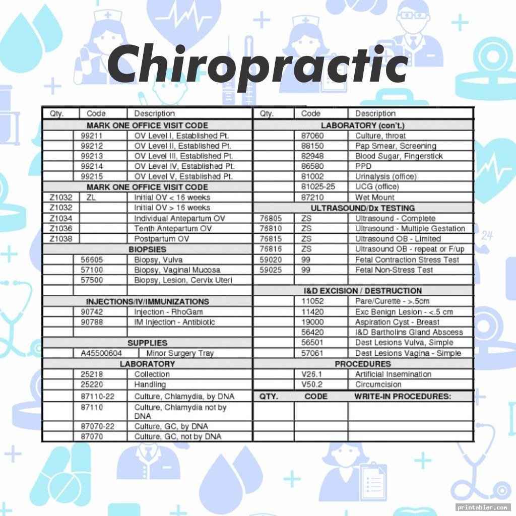 Chiropractic Superbill Template Printable Gridgit
