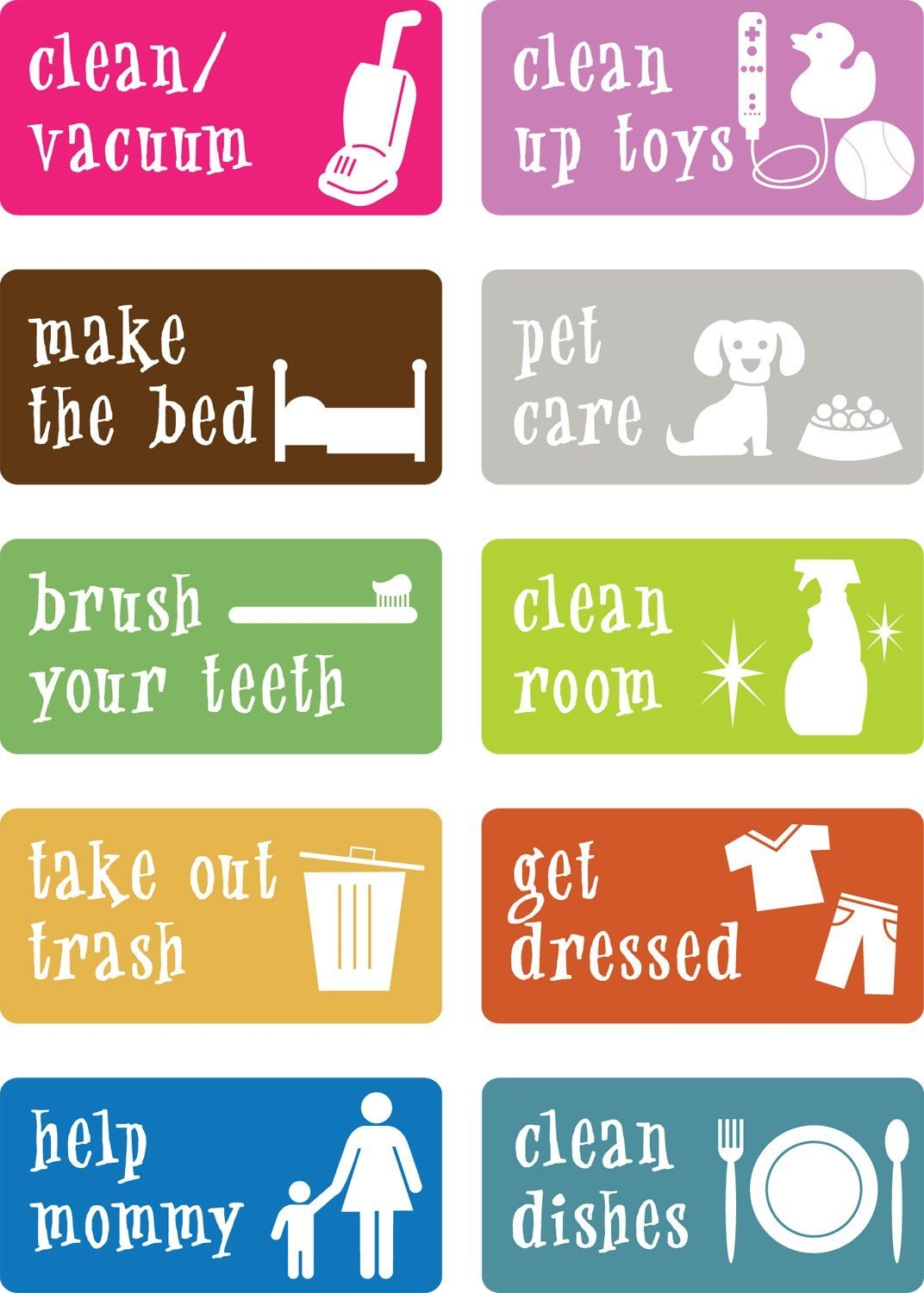 Chore Cards Printable Printable Calendars AT A GLANCE