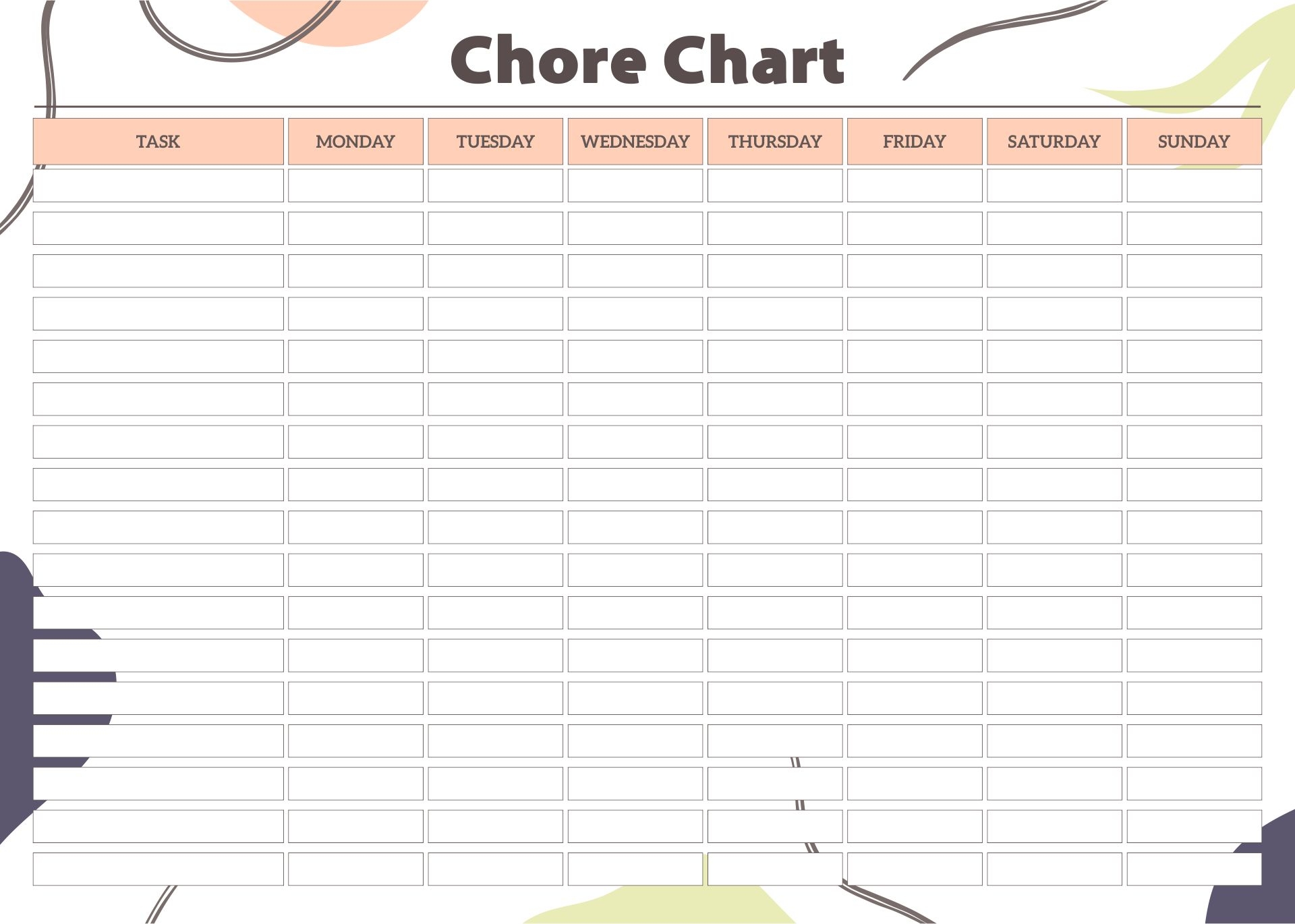 template pdf free printable chore charts